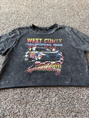 Social Scene West Coast 1993 Racing Graphic Oversized Crop Tee M
